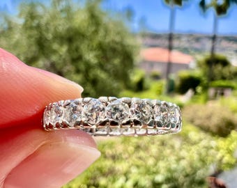 Bague d'éternité, or blanc 18 carats, diamants naturels, VS-VVS 2 carats,