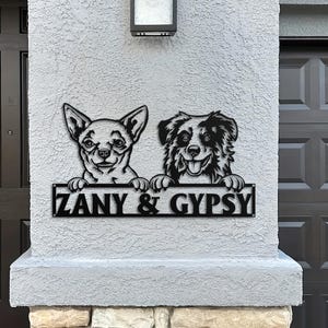 Custom Peeking Dogs and Cats Address Sign, Puppy Metal Address House number, Hanging Address Plaque, Outdoor Garden Decor, Pet Lover&#39;s Gifts
