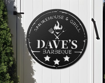 Cartello da parete per barbecue in metallo personalizzato, cartello per barbecue personalizzato, cartello per barbecue per esterni, cartello per barbecue di grandi dimensioni, regalo personalizzato, decorazione da parete per barbecue