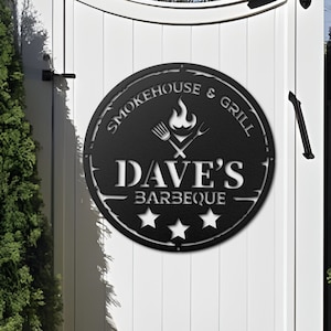 Custom Metal Barbecue Wall Sign, Personalized Grill Sign, Barbecue Sign for Outdoor, Large BBQ Sign, Custom Gift, Barbecue Wall Art Decor