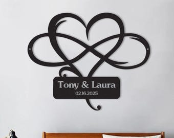 Personalized Wedding Gift for Couple, Custom Infinity Sign, Wedding Date Sign Metal Engagement Sign Anniversary Gift,  Bridal Shower Gift