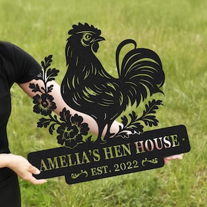 Customized Chicken Farm Metal Sign, Personalized Chicken Coop, Hen House Coop Sign, Family Name Sign for Farm House, Farm Decor, Famer Gifts