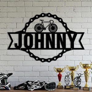 Personalized Bicycle Metal Sign - Custom Cyclist Name Wall Art - Garage Decor - Bike Lover Gift - Workshop Metal Sign - Bicycle Wall Decor
