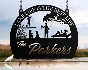 Lake House Decor, Lake Life Is The Best Life Metal Sign, Custom Lake House Owner Gift, Personalized Lake House Wall Art