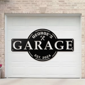Personalisiertes Garagenschild, Garagenschild, Garagenschild, Garagentor, Geschenk für Papa, Geschenk für ihn, Werkstattschild für Mama