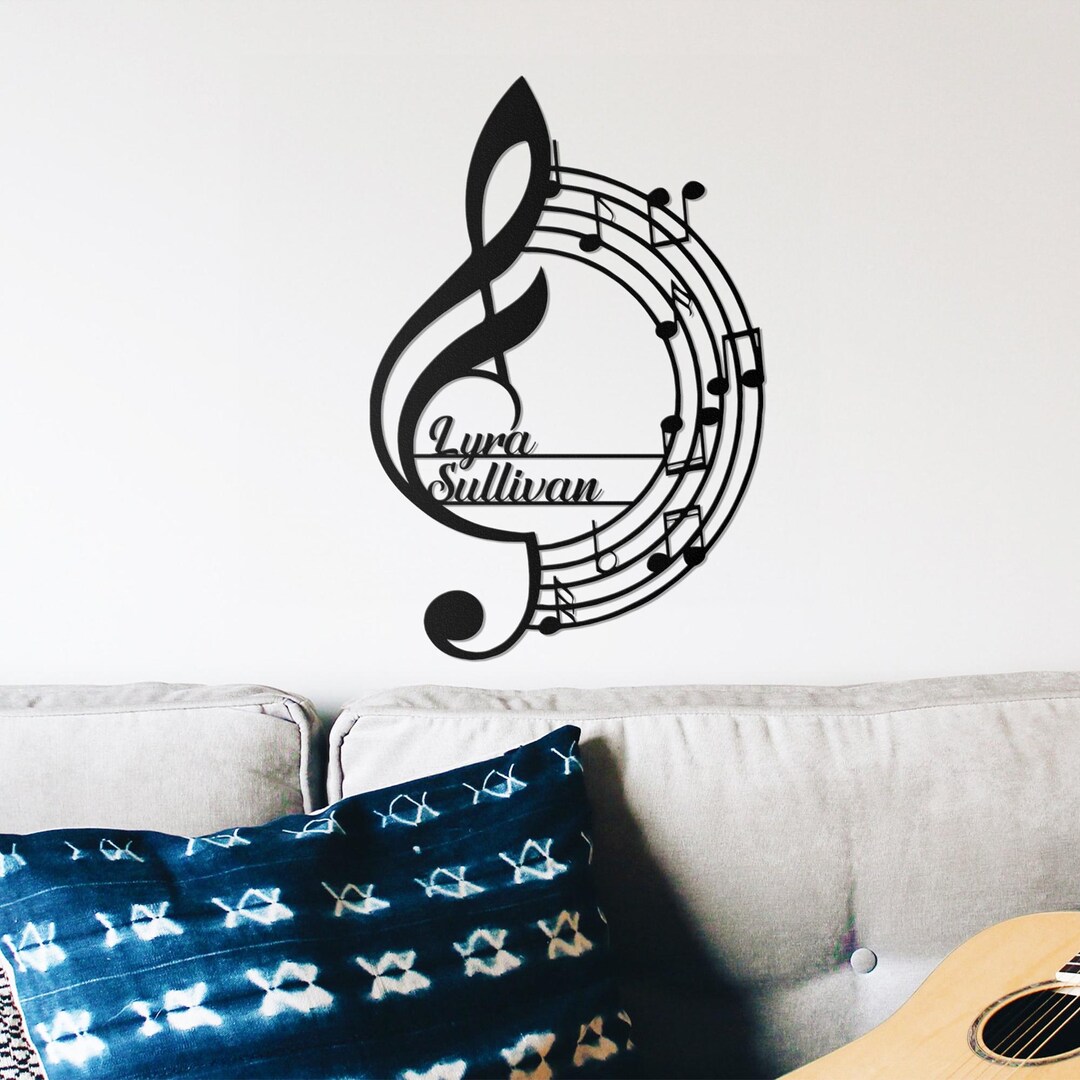 Personalized Music Notes Metal Wall Art, Musician Name Sign, Customized ...