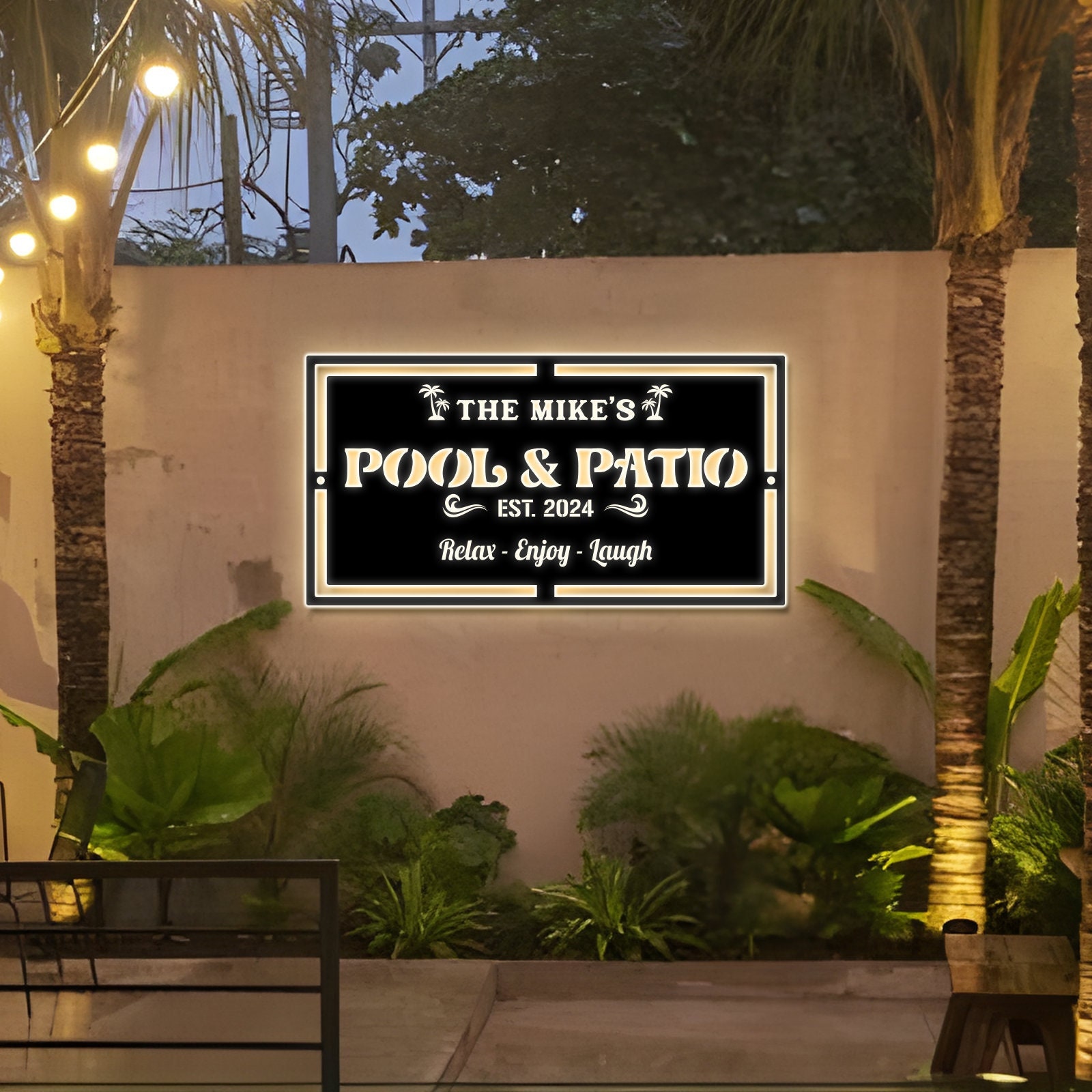 Personalized Pool & Patio Sign, Welcome to Our Patio, Custom Rectangle Metal Sign, Swimming Pool Decor, Outdoor Decor, Backyard Pool Decor
