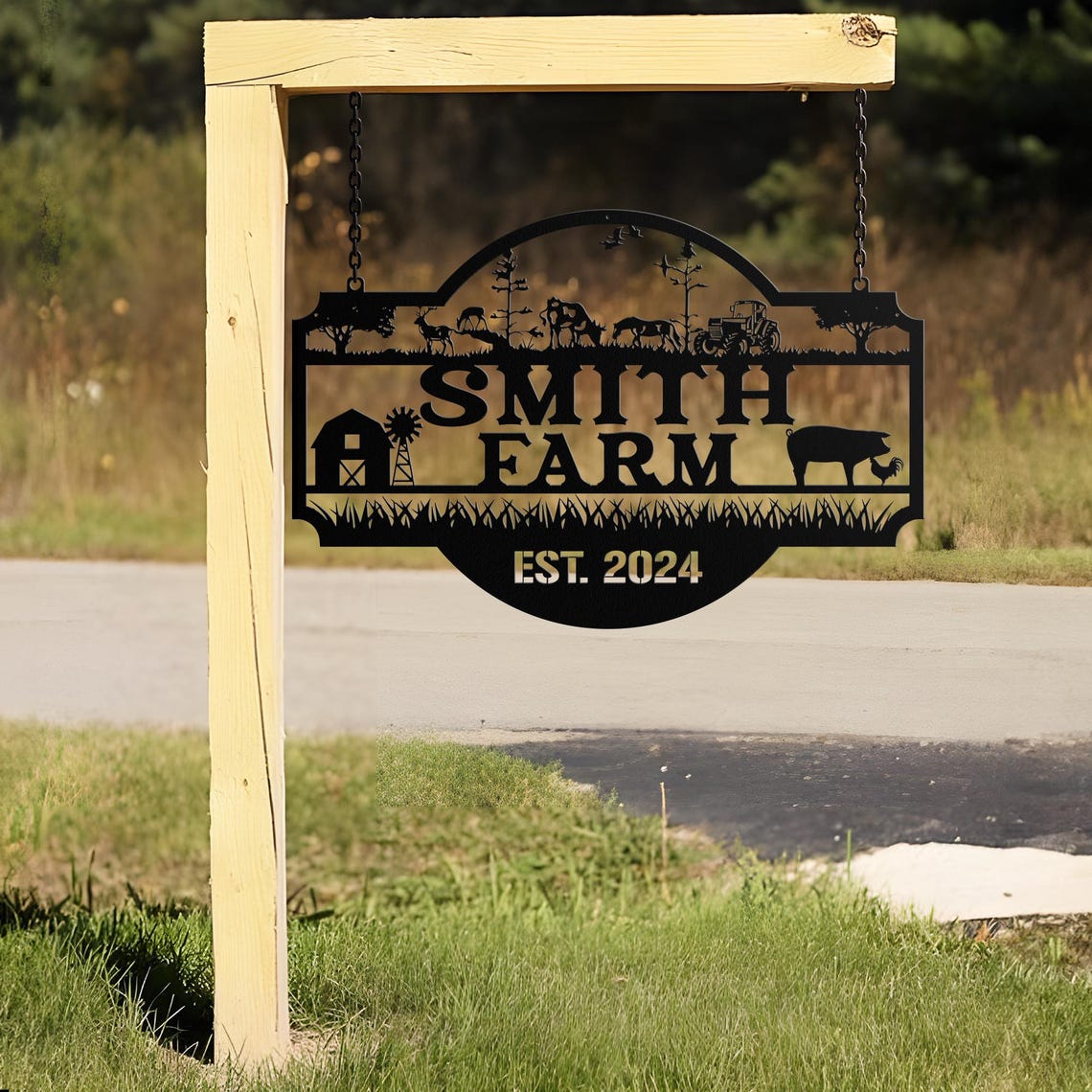Custom Metal Farm Sign, Personalized Farmhouse Sign, Large Metal Sign ...