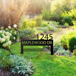 Custom Metal Address Sign, Personalized House Number Yard Stake, Modern Address Plaque, New Homeowner Gift, Outdoor Home Address Sign
