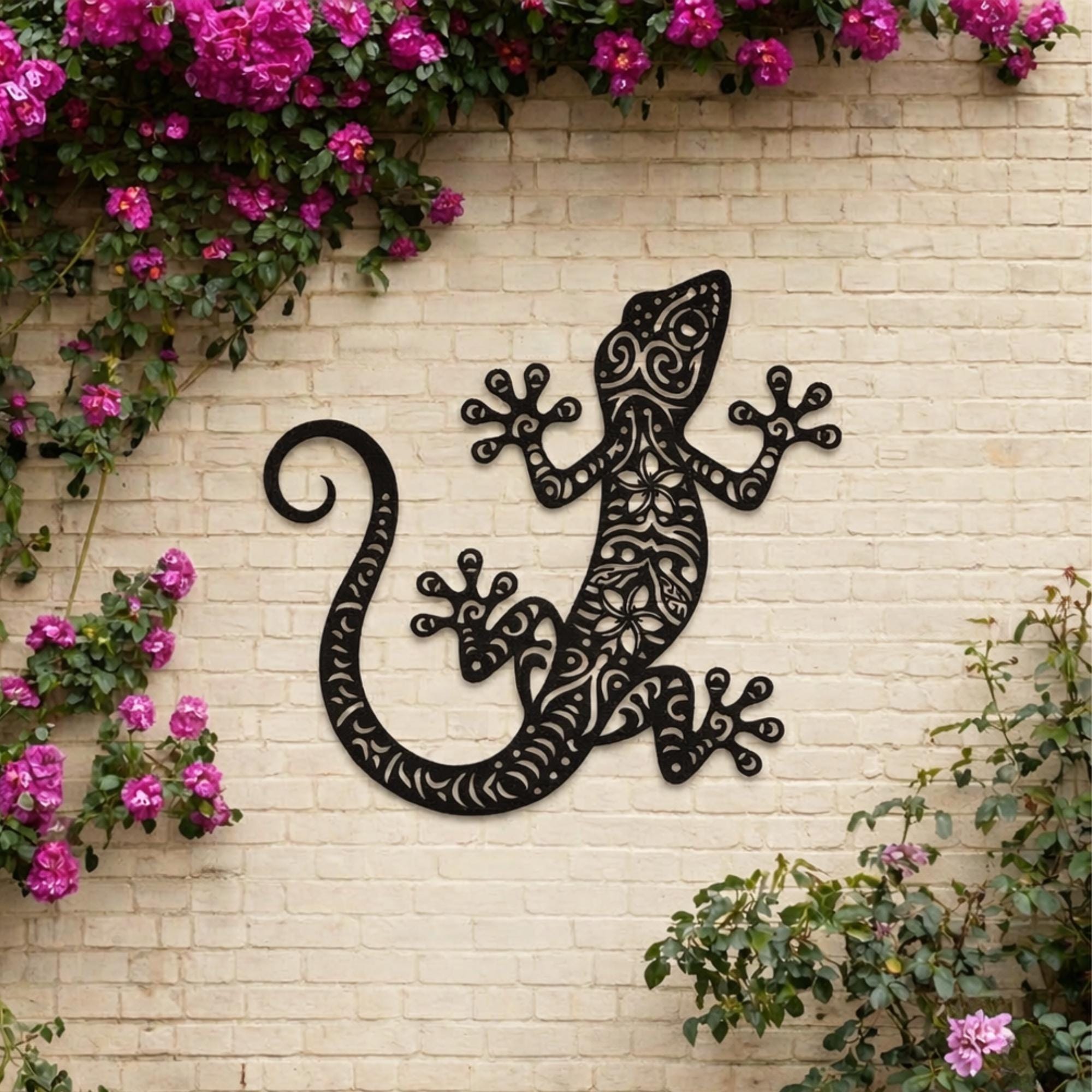 Large Gecko Metal Wall Art, Lizard Wall Decor, Tropical Garden Wall