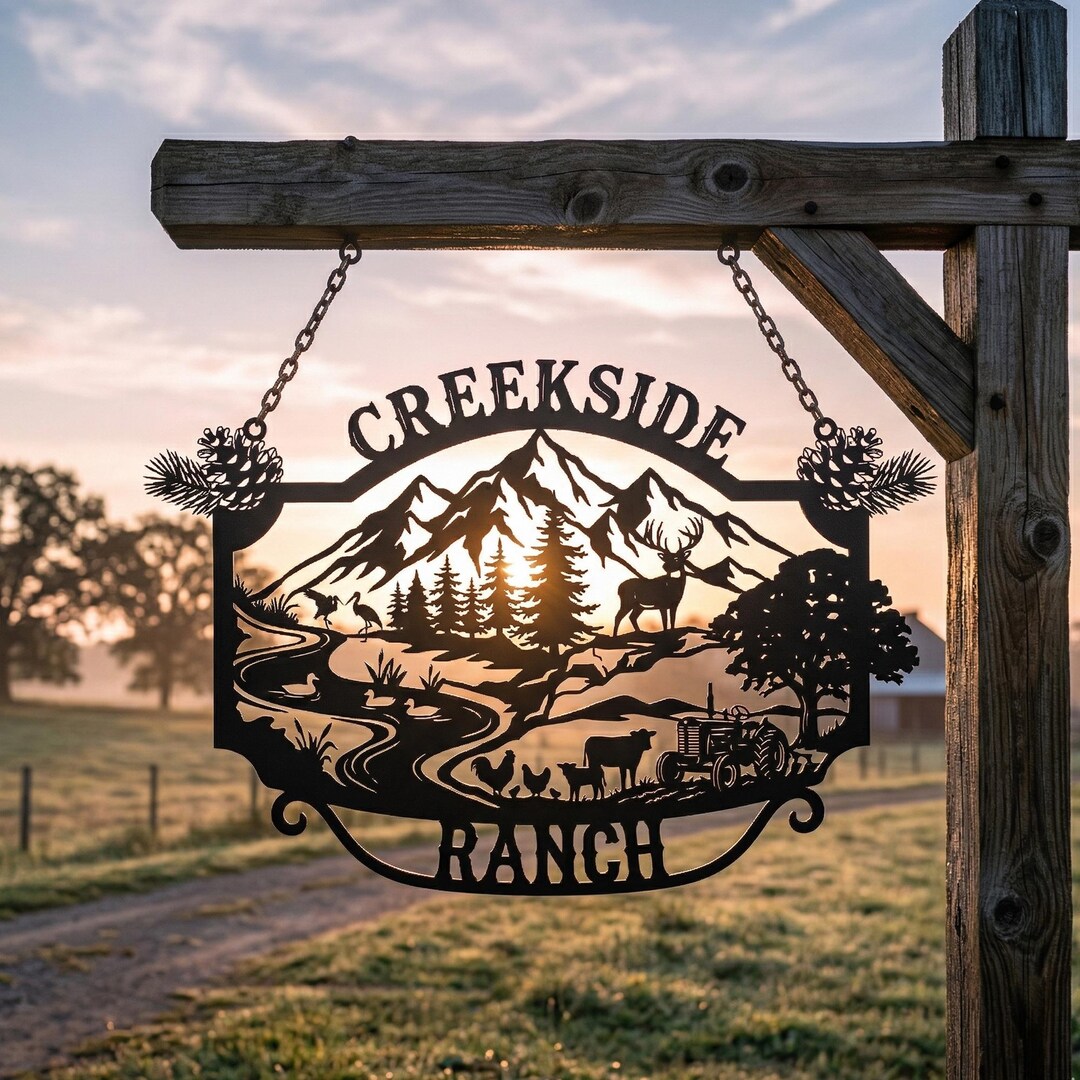 Custom Farm Metal Sign, Personalized Name Sign, Rustic Outdoor Decor ...