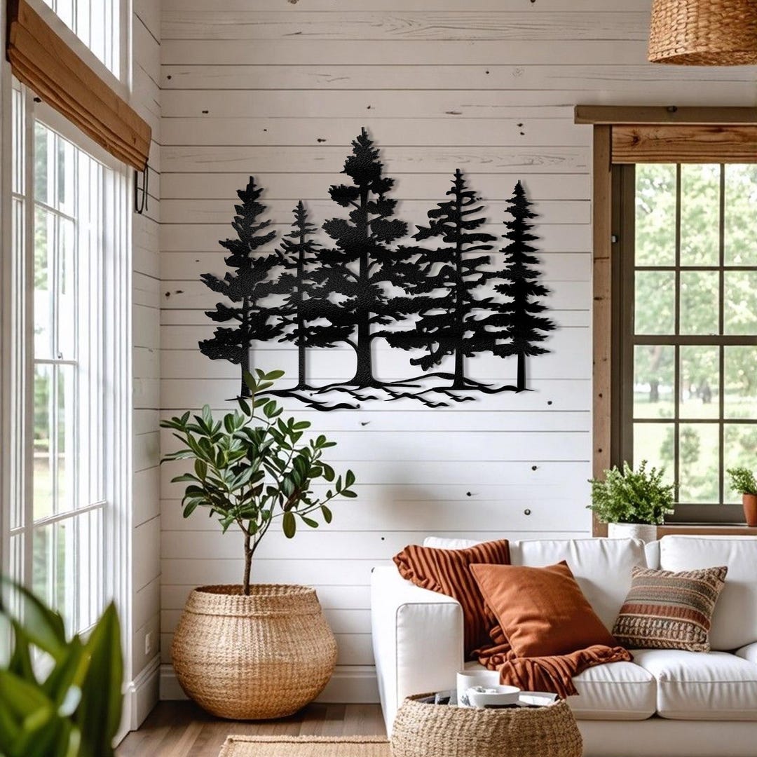 Pine Tree Metal Wall Art, Rustic Decor, Mountain Cabin Wall Accent ...