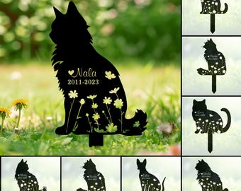Custom Cat Breed Memorial Stake, Personalized Cat Garden Stake Sign, Pet Loss Gift, Cat Breed Sign, Metal Stake, CatGrave Marker, Cat Lover