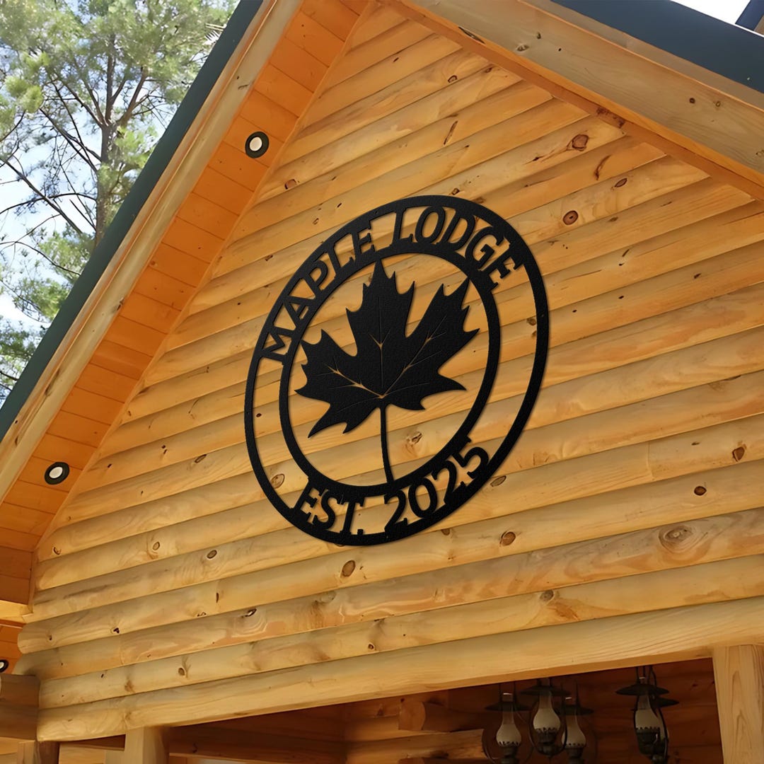 Custom Cabin Metal Sign, Personalized Lodge Wall Art, Rustic Lake House ...