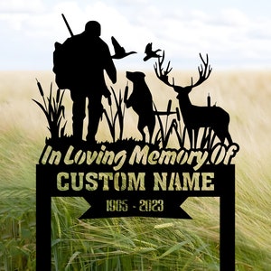 Personalized Hunting Memorial Stake, Fishing Memorial Stake, Dad Grave Marker, Fisher Loss, Custom In Memorial Of Gift, Hunter Loss