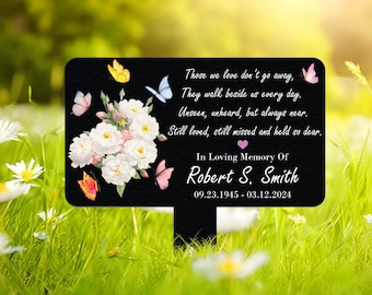Custom Floral Memorial Tree Sign Stake, Memorial Marker, Metal Name Plate, Metal White Rose Memorial Marker, Tree Plaque Marker,Garden Stake