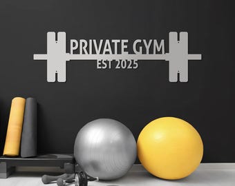 Fitness Zimmer Zeichen, personalisiertes Fitnessstudio Metallschild, individuelle Langhantel Wandkunst, Fitnessstudio-Dekor, Gewichtheben Geschenk für Männer, Dekoration für den Trainingsraum