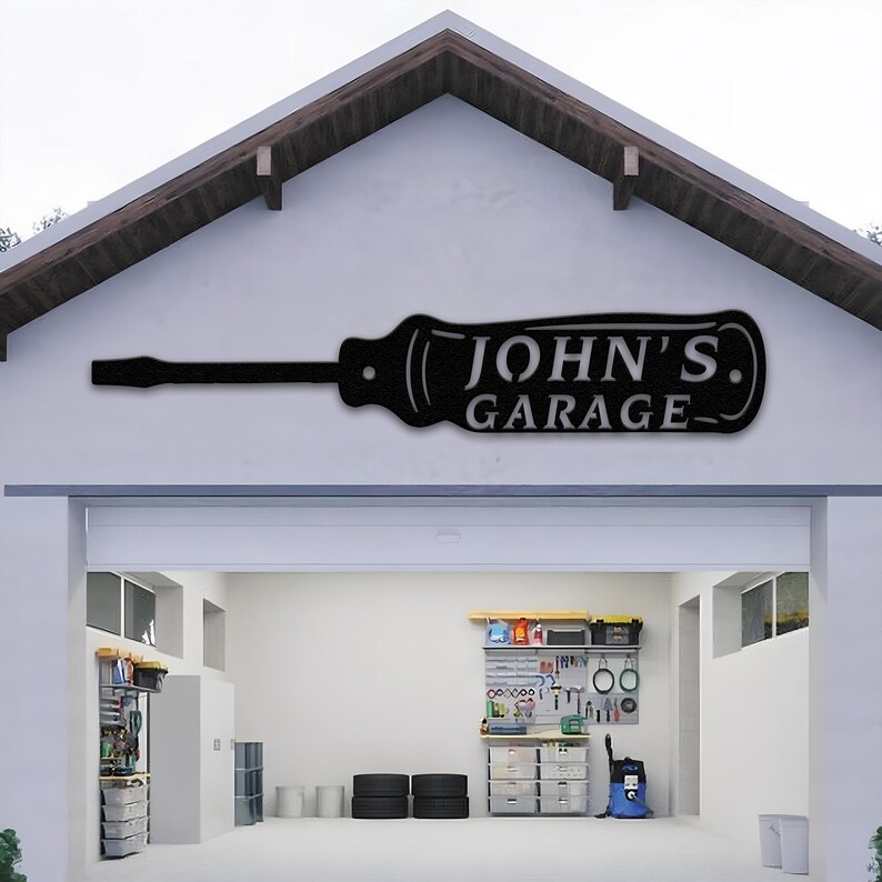 Screwdriver Lettering Custom Garage Metal Sign – Personalized Screwdriver Design Wall Art ...