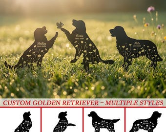 Lápida personalizada para Golden Retriever, estaca conmemorativa personalizada para perros, recuerdo al aire libre, regalo para quienes perdieron a su perro, letrero conmemorativo para mascotas en el jardín.