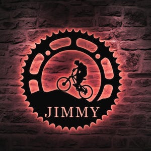 Custom Mountain Bike Metal Sign, Personalized Biking Metal Wall Art, Biker Name Sign, Bike Rider Gift, Home Garage Decor, Sport Room Decor