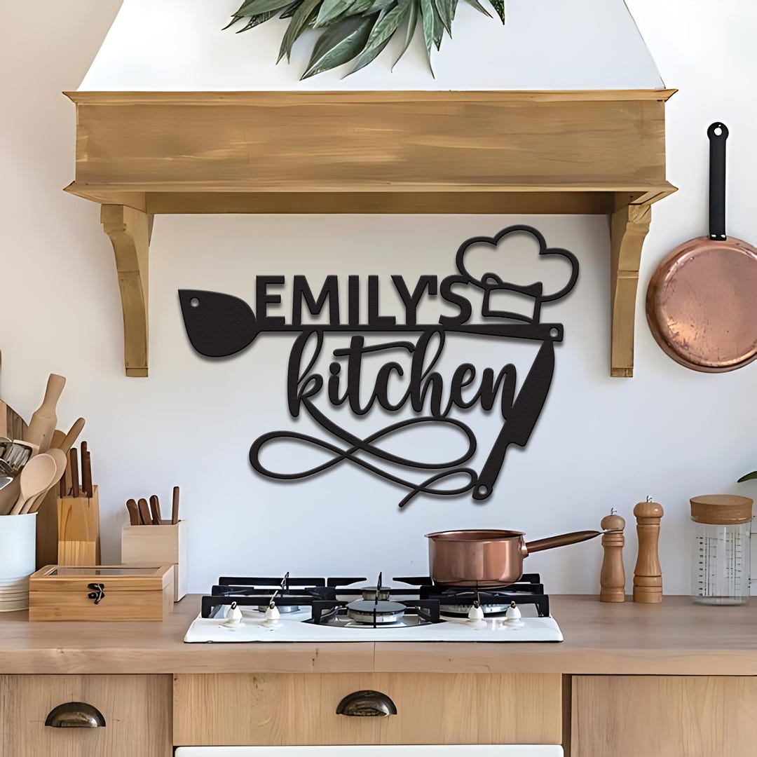 Personalized Kitchen Metal Sign With Name, Custom Cooking Wall Decor ...