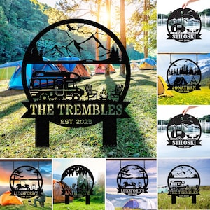 Personalized Your Own Camping Sign, Metal Campsite Stake, Camper Decor, Campfire Sign, Fifth Wheel Decor, Camp Name Sign, Outdoor Cabin Sign