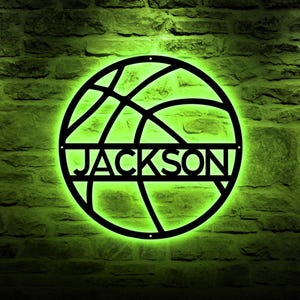 Arte de pared de metal de baloncesto personalizado, letrero de baloncesto personalizado, decoración para sala deportiva, regalo de jugador de baloncesto, letrero de baloncesto de metal