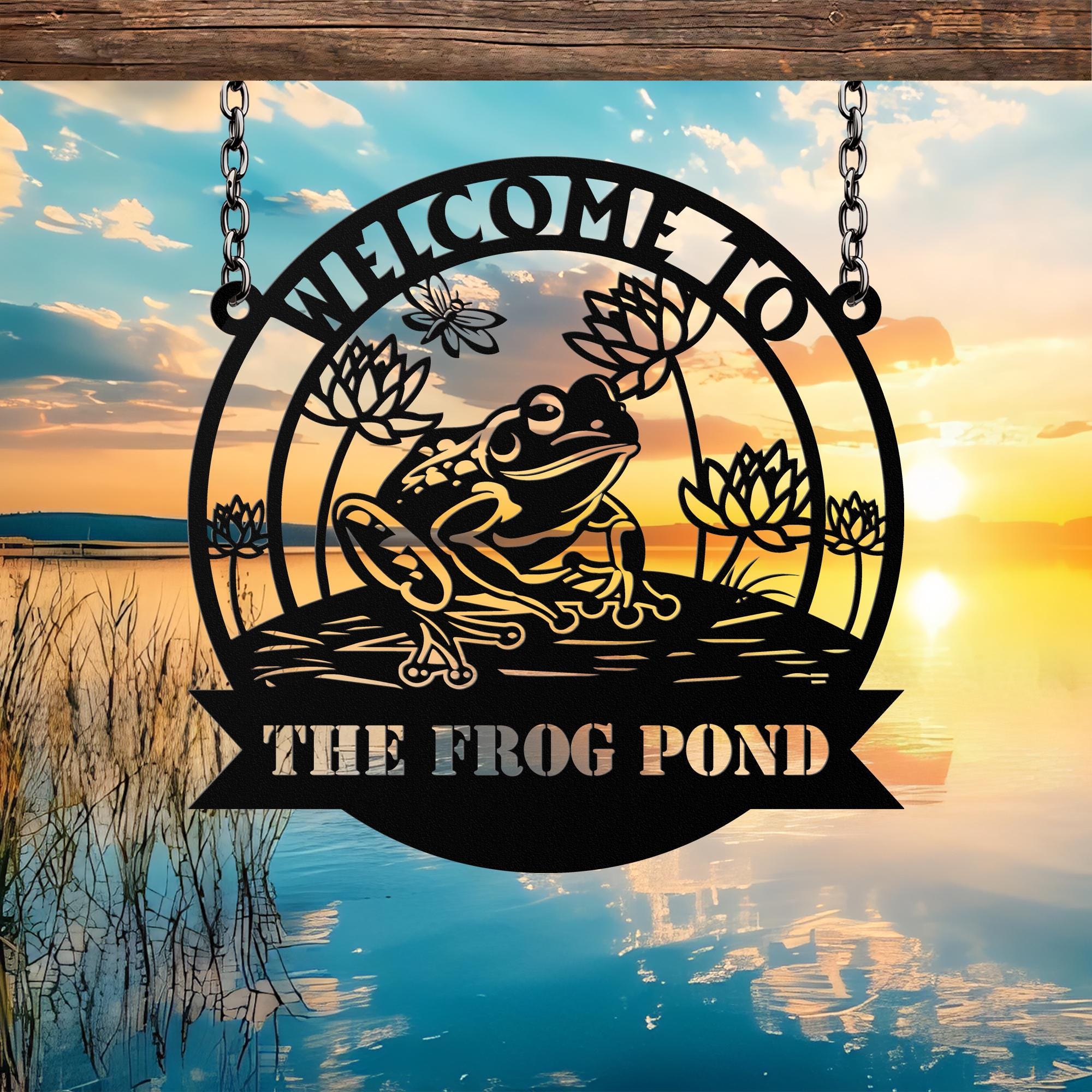 Custom Frog Metal Sign Wall Art, Personalized Frog Decor, Pond Decor ...