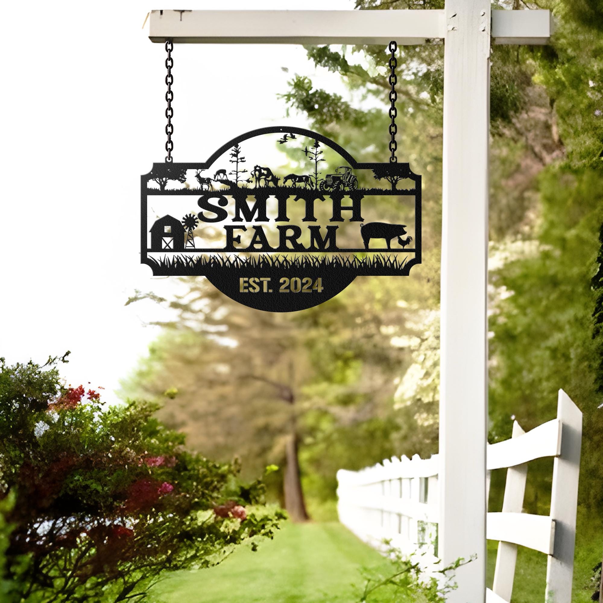Custom Metal Farm Sign, Personalized Farmhouse Sign, Large Metal Sign ...
