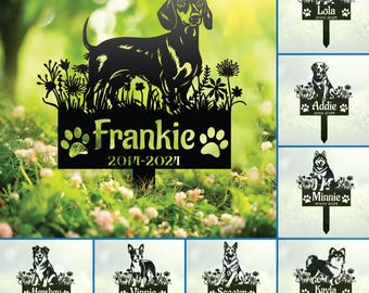 Custom Dog Memorial Stake, Dog Grave Marker, Dog Loss Metal Stake, Personalized Dog Garden Sign, Pet Metal Sign Memorial, Garden Decor