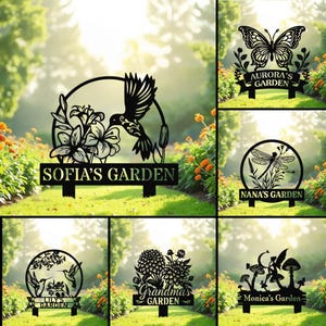Custom Butterfly Garden Sign - Personalized Metal Yard Sign with Flowers - Outdoor Garden Decor, Name Lawn Stake, Gift for Garden Lover