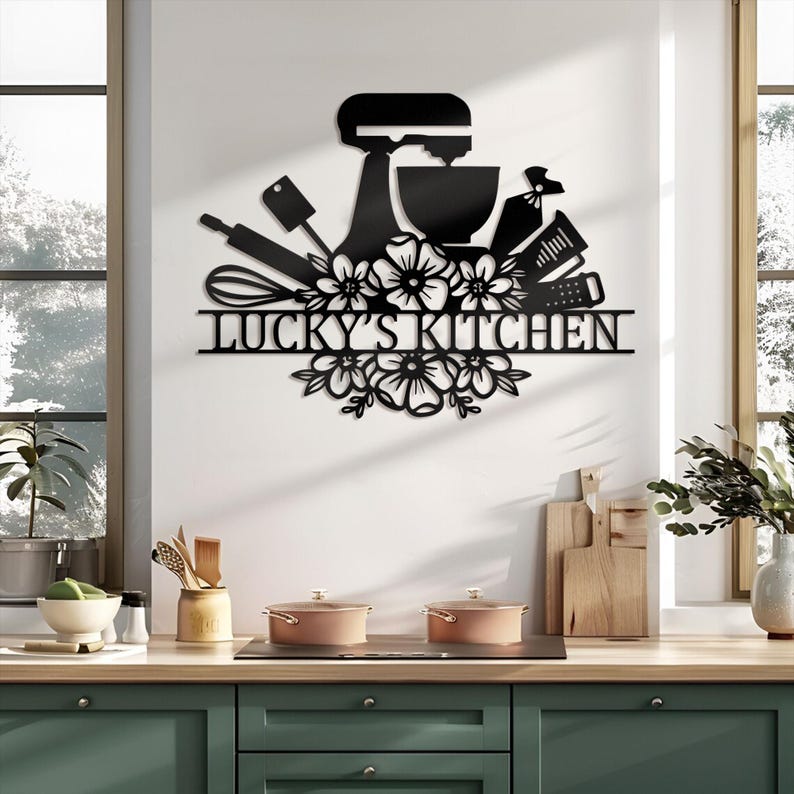 Baker Sign Custom Baking Metal Wall Art, Personalized Baker Name Sign Decoration ...