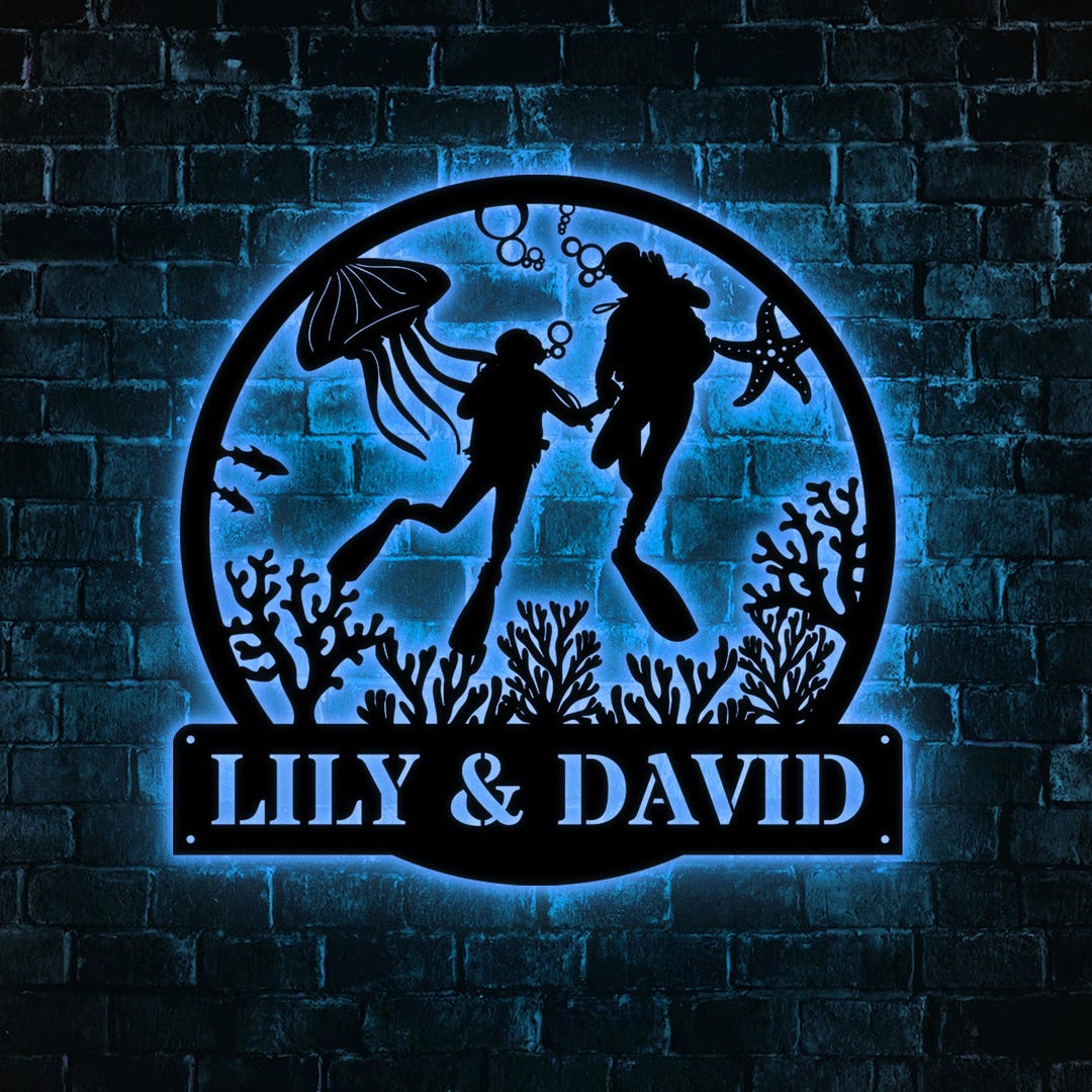Custom Couple Scuba Diving Metal Sign Art, Personalized Scuba Diving ...