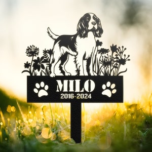 English Springer Spaniels Dog Sign Dog Memorial Stake, Sympathy Sign, Pet Grave Marker, Remembrance Stake, Pet Memorial, Metal Stake
