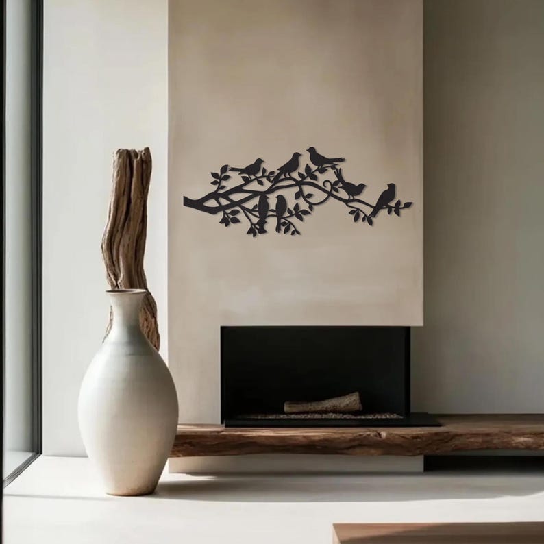 Birds on Branch Metal Wall Art, Rustic Bird Wall Decor, Nature Inspired ...