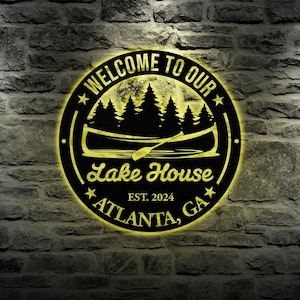 Personalized Lakehouse Metal Sign, Custom Lake House Wall Art Decor, Lakehouse Gift, Custom Family Name Sign, Outdoor Decor, Christmas Gift