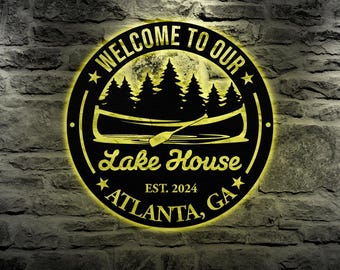 Personalized Lakehouse Metal Sign, Custom Lake House Wall Art Decor, Lakehouse Gift, Custom Family Name Sign, Outdoor Decor, Christmas Gift