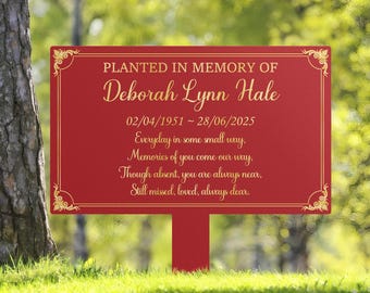 Memorial Plaque Stake, Sturdy Metal Grave Marker, Remembrance Plaque in Black, Gold and Silver, Outdoor, Indoor Memorial Plate, Personalized