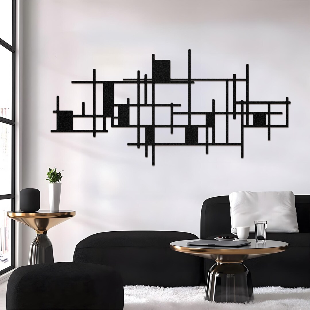Modern Geometric Metal Wall Art, Abstract Wavy Wall Decor, Contemporary ...