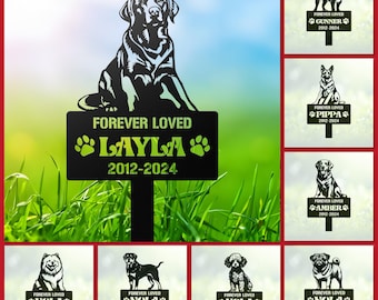 Custom Dog Memorial Stake, Dog Grave Marker, Dog Loss Metal Stake, Personalized Dog Garden Sign, Dog Loss Gift, Garden Decor Metal Sign