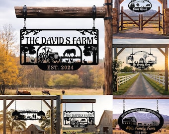 Custom Farmhouse Metal Farm Sign, Personalized Ranch Gate Sign, Rustic Farm Decor, Farmer Gift, Outdoor Farm Yard Wall Art