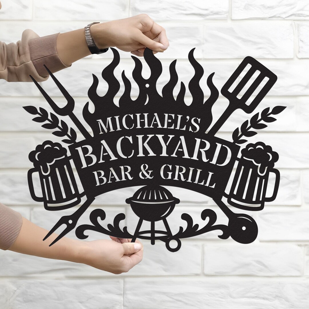 Personalized Backyard Pool Metal Sign LED Light, Outdoor Wall Art Decor ...