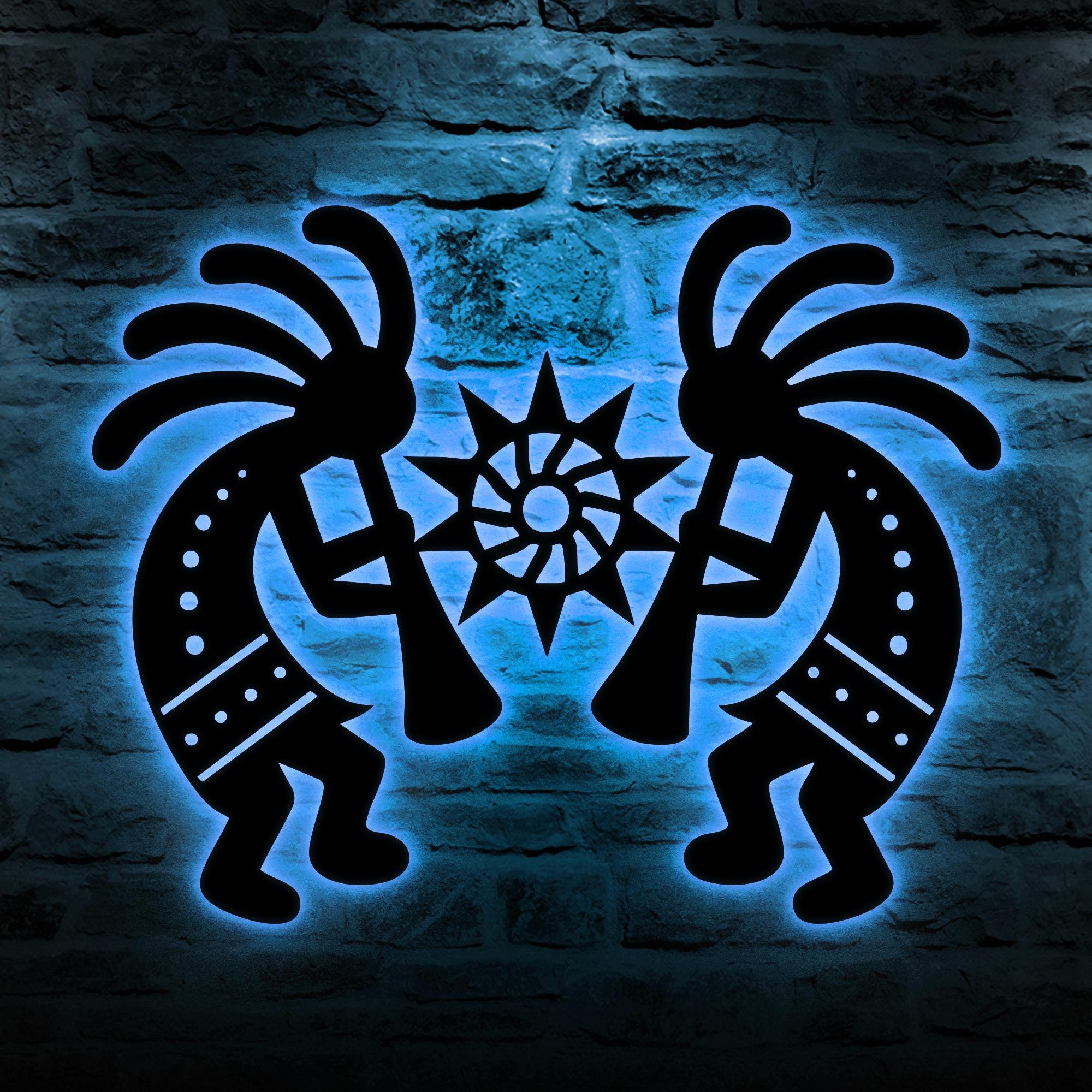 Couple Kokopelli LED Metal Wall Art, Southwestern Sun Decor