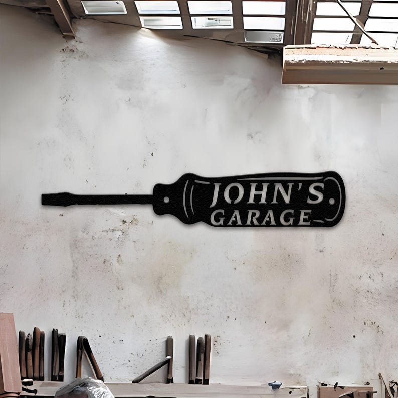 Screwdriver Lettering Custom Garage Metal Sign – Personalized Screwdriver Design Wall Art ...