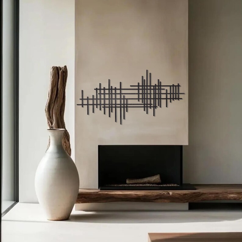 Modern Luxury Metal Wall Art, Black Geometric Wall Decor, Abstract ...