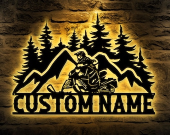 Custom Snowmobile LED Metal Sign, Personalized Ski-Doo Wall Art, Unique Outdoor Decor for Snowmobile Enthusiasts, Gift for Men