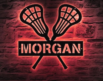 Custom Lacrosse Sign Metal Wall Art, Sports Name Sign Led, Lacrosse Home Decor, Lacrosse Sticks, Lacrosse Player, Christmas Birthday Gift