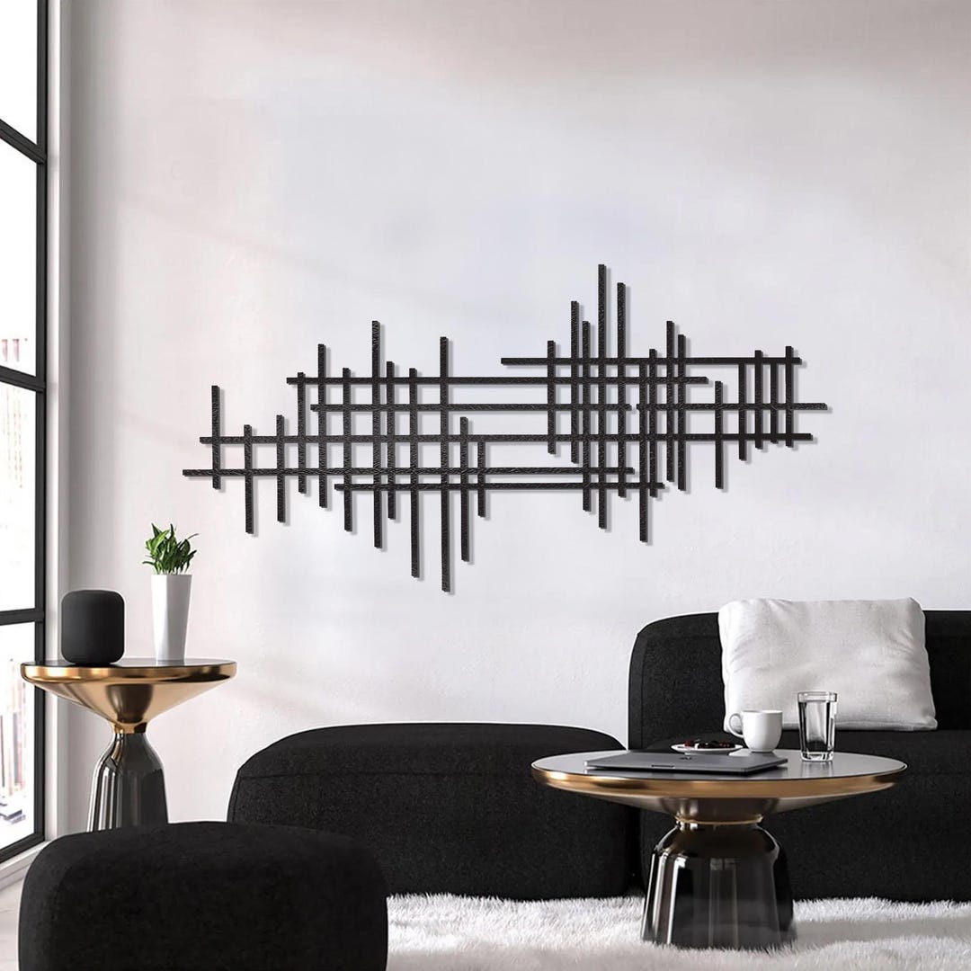 Photo inspiration: Picture Idea: Modern Luxury Metal Wall Art Black Geometric Wall Decor Abstract
