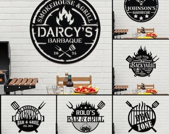 Arte mural metálico personalizado para barbacoa, letrero LED para parrilla, letrero personalizado para barbacoa, letrero para patio, decoración exterior para bar y parrilla.