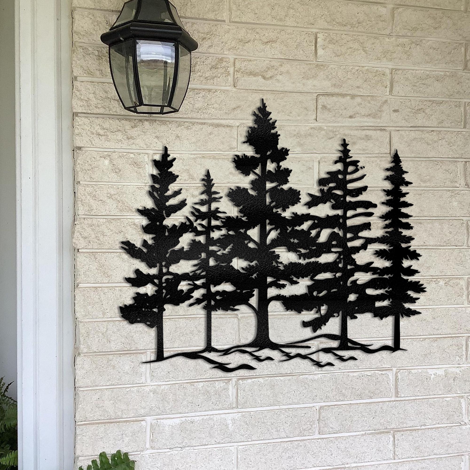 Pine Tree Metal Wall Art, Rustic Decor, Mountain Cabin Wall Accent ...